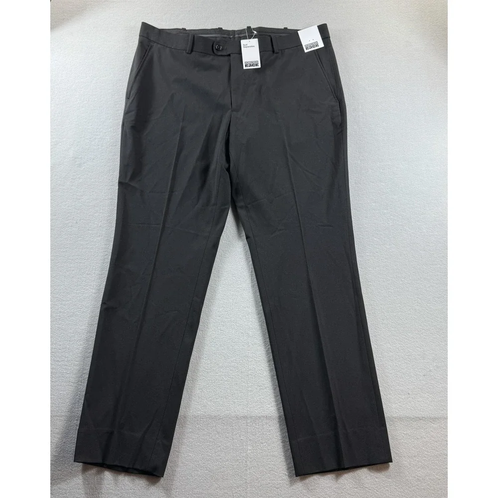 Nordstrom Pants Mens 40x32 Black Stretch Dress Slacks Flat Front Lined Office